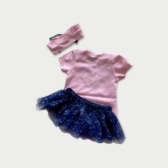 Infant Baby Pink/Purple Butterfly bodysuit w/ Tutu & Headband 3-Pc Set 3-6mos - Picture 3 of 4